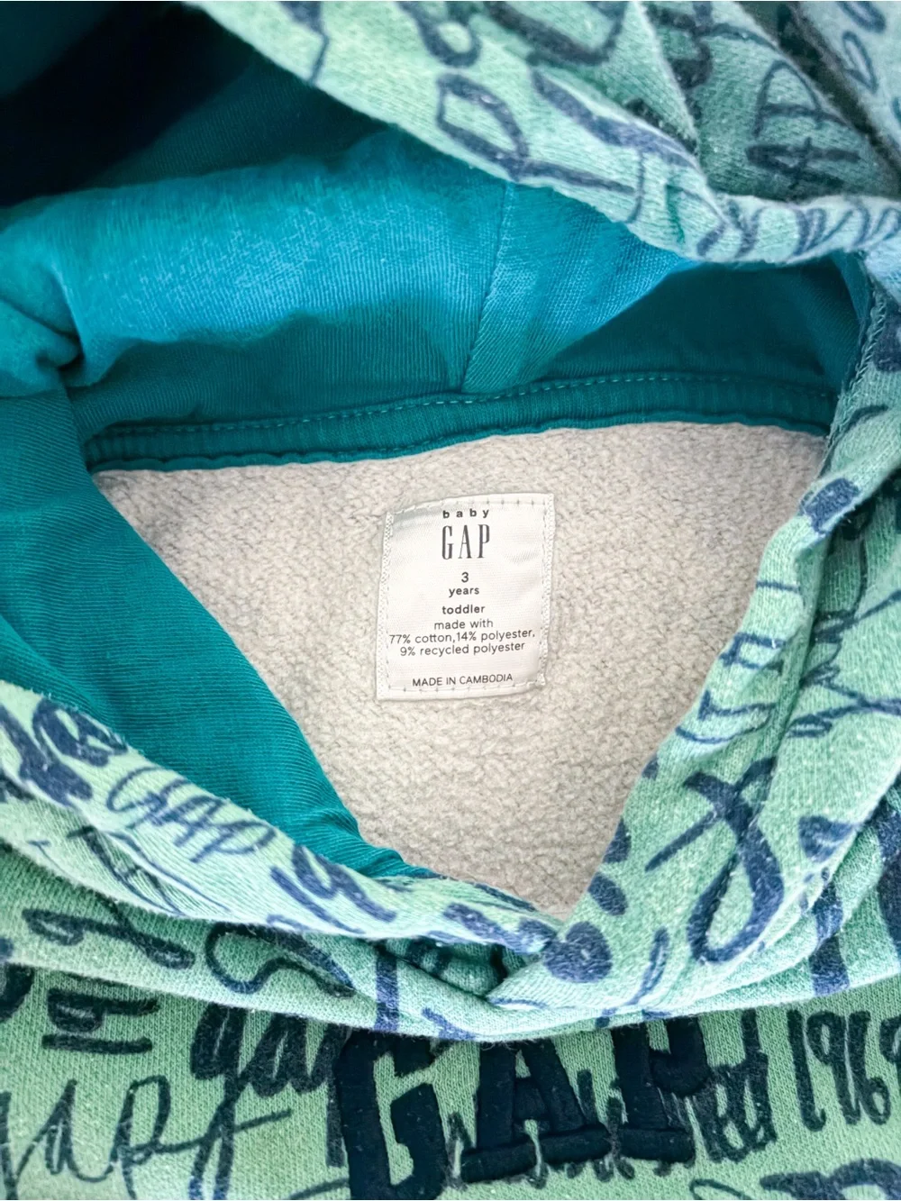 Baby Gap Teal Graffiti Hoodie